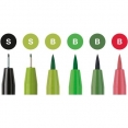 輝柏嘉尼龍軟咀美術筆-書法系列綠色6支裝Faber-Castell PITT Pen Brush Lettering Set, Green Wallet-6pcs