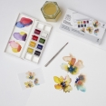 溫莎牛頓COTMAN水彩8色半磚連畫筆套裝 - FloralW&N Cotman Watercolour 8Hp Pocket Set - Floral