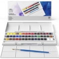 溫莎牛頓COTMAN水彩45色半磚寫生套裝W&N COTMAN Watercolour Studio Box 45's col. Half Pan Set