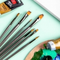 蒙瑪特長桿纖維塑膠彩畫筆木盒套裝7支Mont Marte Acrylic Brush Set in Wooden Box 7pcs