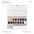 溫莎牛頓COTMAN水彩16色半磚連工具套裝W&N Cotman Water Colour 16 Half Pan Set with Accessories