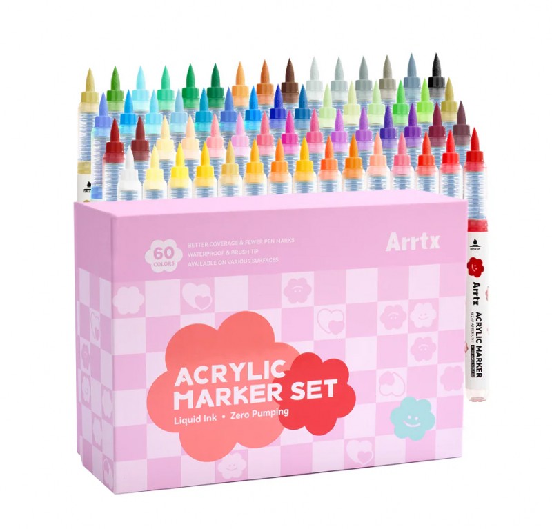 Arrtx Direct Liquid Ink 系列塑膠彩軟咀麥克筆60色套裝